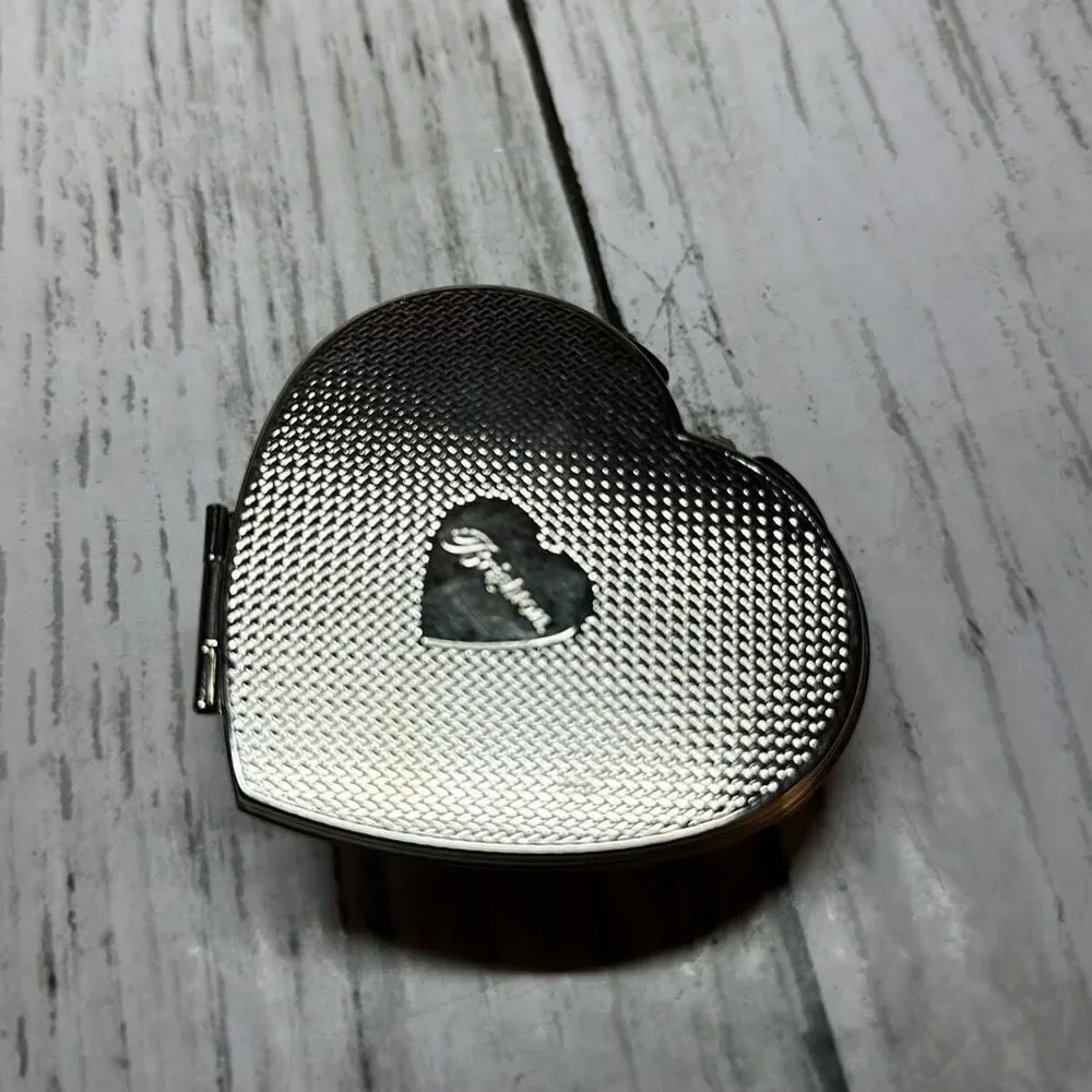 Brighton Compact Mirror Silver Heart with Flowers Beaded Faux‎ Pearls